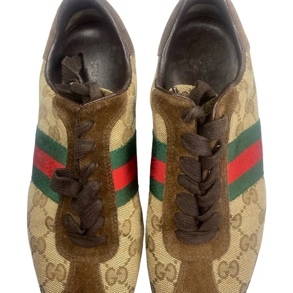 Gucci Beige GG Canvas and Brown Suede Web Detail
Sneakers Size - Picture 3 of 10